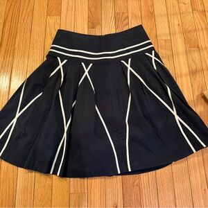 Elegant Navy White Nautical Women's Pleated Skirt Coastal Preppy Classic